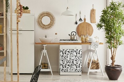 Pannello magnetico per lavastoviglie Farfalla in bianco e nero