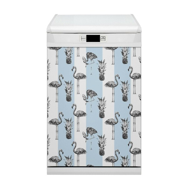 Coperchio magnetico decorativo per lavastoviglie Fenicottero e ananas