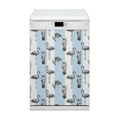 Coperchio magnetico decorativo per lavastoviglie Fenicottero e ananas