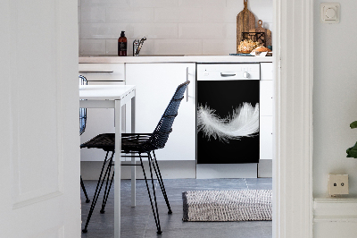 Coperchio magnetico decorativo per lavastoviglie piuma bianca