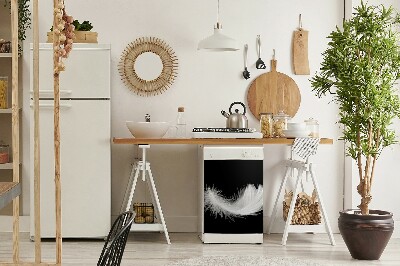Coperchio magnetico decorativo per lavastoviglie piuma bianca