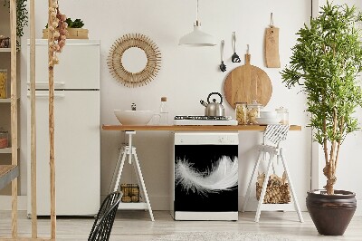 Coperchio magnetico decorativo per lavastoviglie piuma bianca