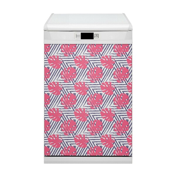 Copertura magnetica per lavastoviglie Foglie rosa