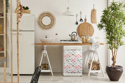 Coperchio magnetico decorativo per lavastoviglie Chevron floreale