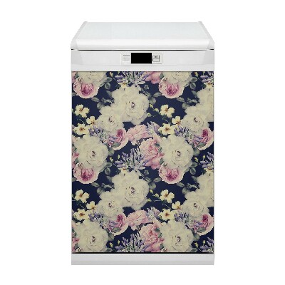 Copertura magnetica per porta della lavastoviglie Rose vintage bianche