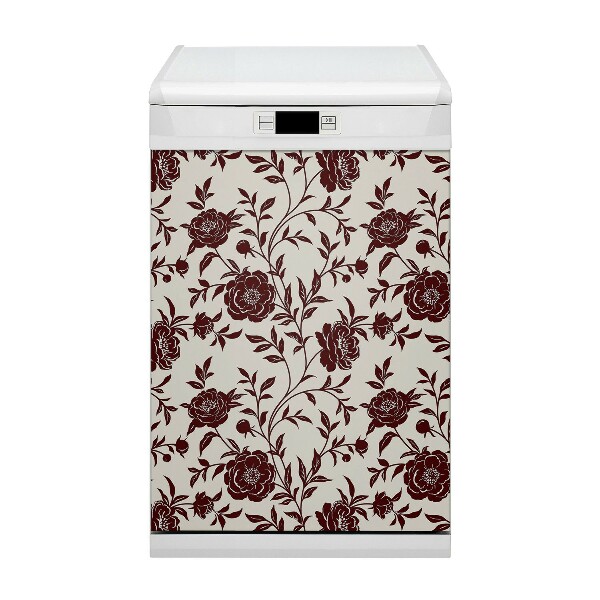 Pannello magnetico per lavastoviglie Fiori bordeaux