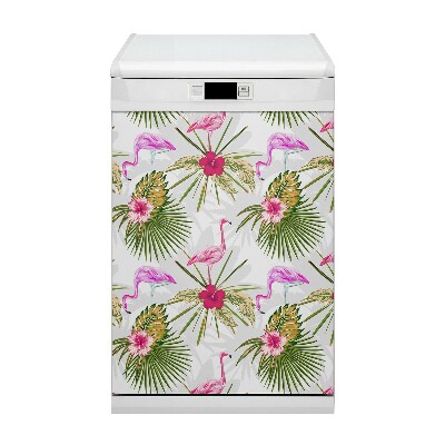Adesivo magnetico per lavastoviglie Flamingos e fiori