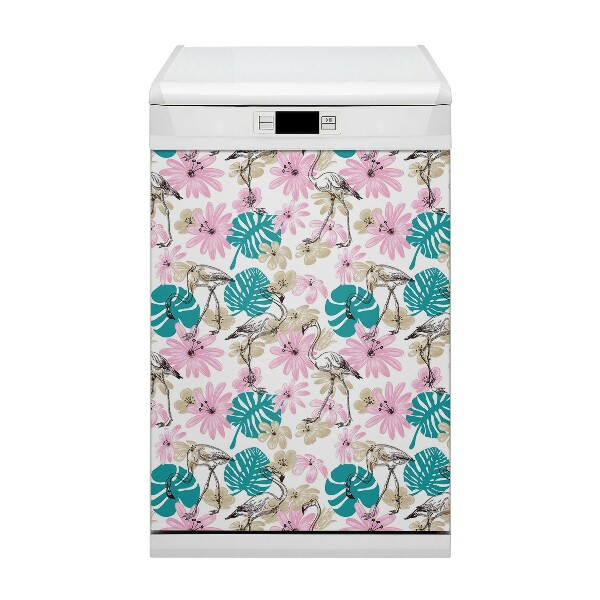 Adesivo magnetico per lavastoviglie Flamingos dipinti