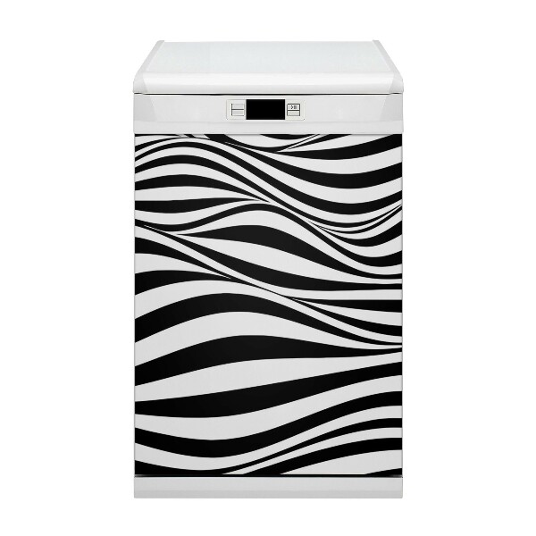 Coperchio magnetico decorativo per lavastoviglie Onde in bianco e nero