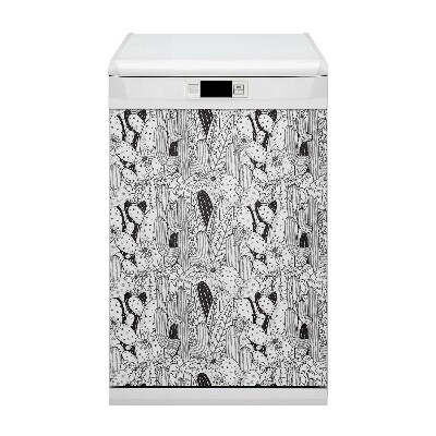 Coperchio magnetico decorativo per lavastoviglie Fumetto di cactus