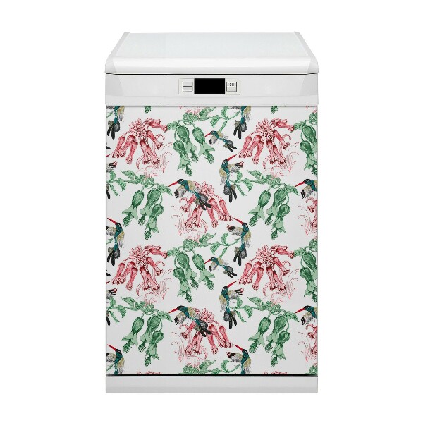 Coperchio magnetico decorativo per lavastoviglie Erbe e uccelli