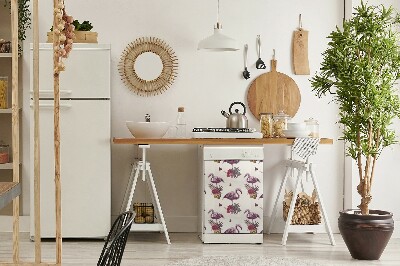 Coperchio magnetico decorativo per lavastoviglie Flamingo e hibiscus