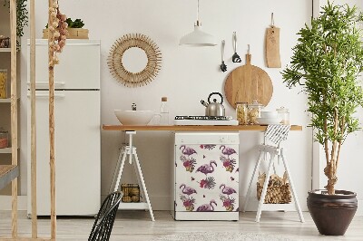 Coperchio magnetico decorativo per lavastoviglie Flamingo e hibiscus
