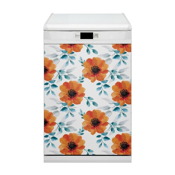 Copertura magnetica per porta della lavastoviglie Fiore arancione