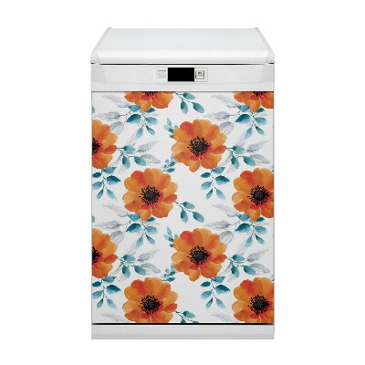 Copertura magnetica per porta della lavastoviglie Fiore arancione