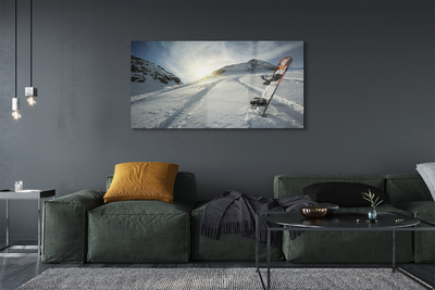 Quadro vetro acrilico Scheda sulla neve delle montagne