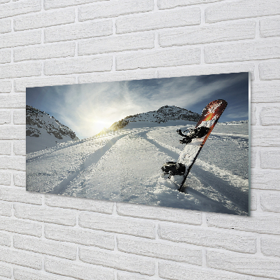 Quadro vetro acrilico Scheda sulla neve delle montagne