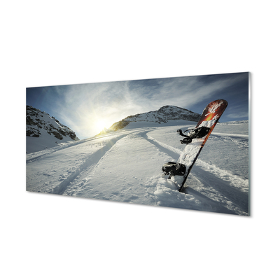 Quadro vetro acrilico Scheda sulla neve delle montagne