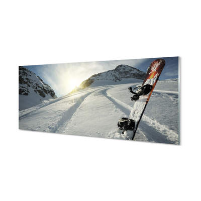 Quadro vetro acrilico Scheda sulla neve delle montagne