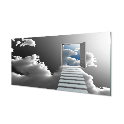 Quadro in vetro acrilico Scale delle nuvole della porta