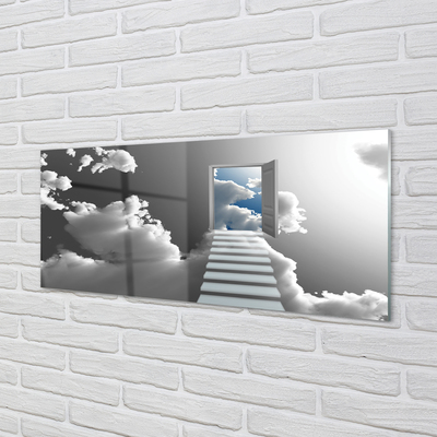 Quadro in vetro acrilico Scale delle nuvole della porta