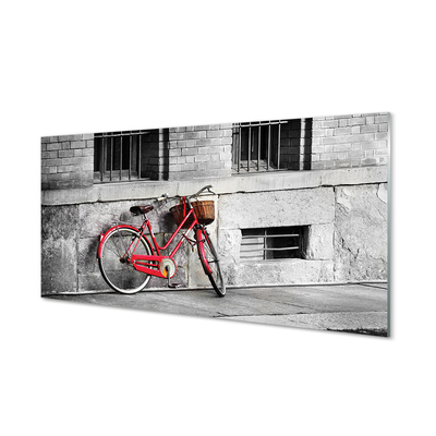 Quadro vetro acrilico Bike rossa con un cestino