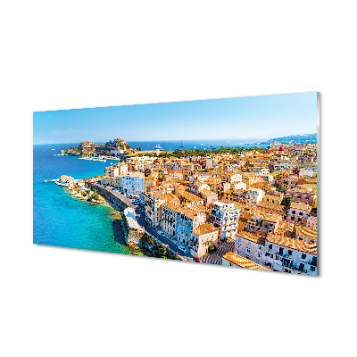 Quadro acrilico Città del mare della Grecia della costa