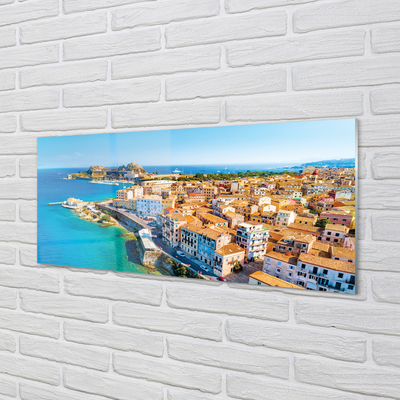 Quadro acrilico Città del mare della Grecia della costa