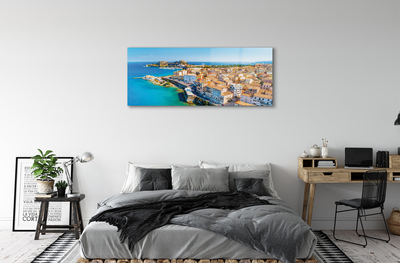 Quadro acrilico Città del mare della Grecia della costa