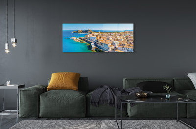 Quadro acrilico Città del mare della Grecia della costa