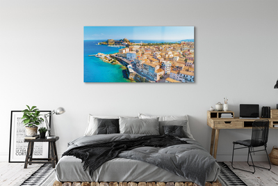 Quadro acrilico Città del mare della Grecia della costa