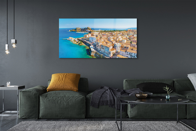 Quadro acrilico Città del mare della Grecia della costa