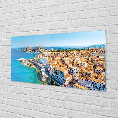 Quadro acrilico Città del mare della Grecia della costa