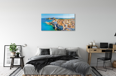 Quadro acrilico Città del mare della Grecia della costa