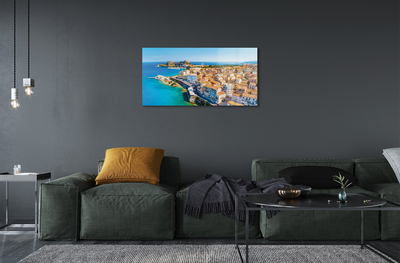 Quadro acrilico Città del mare della Grecia della costa