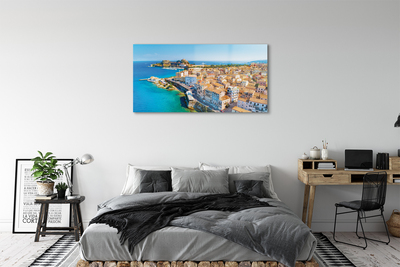 Quadro acrilico Città del mare della Grecia della costa