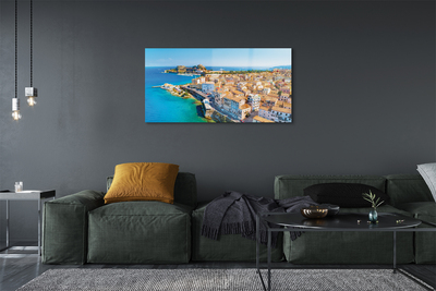 Quadro acrilico Città del mare della Grecia della costa