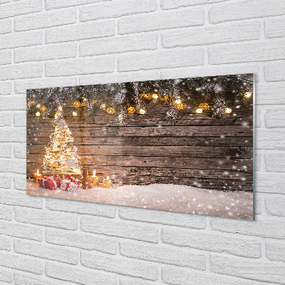 Quadro acrilico Decorazioni di neve dell'albero di Natale