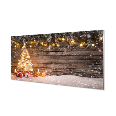 Quadro acrilico Decorazioni di neve dell'albero di Natale