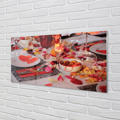 Quadro su vetro acrilico Cuori di flakes rose Dink occhiali