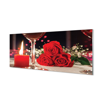 Quadro vetro acrilico Vetro di candele di rose