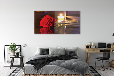 Quadro vetro acrilico Vetro di rose di candela