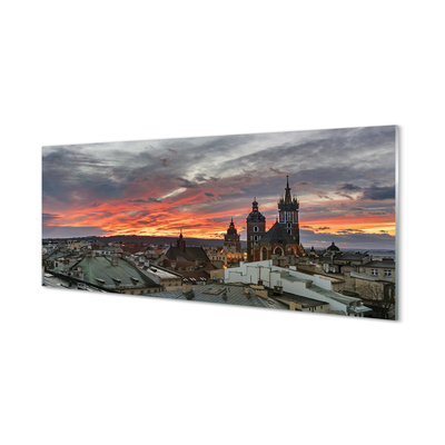 Quadro acrilico Panorama del tramonto di Cracovia