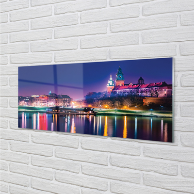 Quadro in vetro acrilico Fiume Night Night di Krakow City