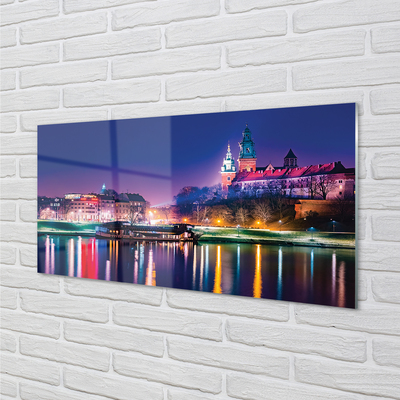 Quadro in vetro acrilico Fiume Night Night di Krakow City