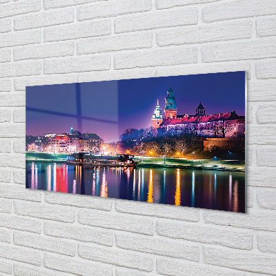 Quadro in vetro acrilico Fiume Night Night di Krakow City