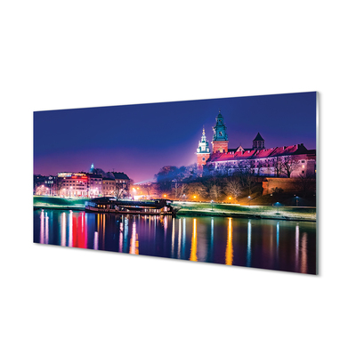 Quadro in vetro acrilico Fiume Night Night di Krakow City