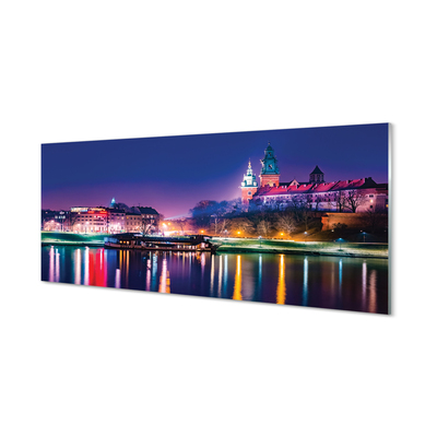 Quadro in vetro acrilico Fiume Night Night di Krakow City