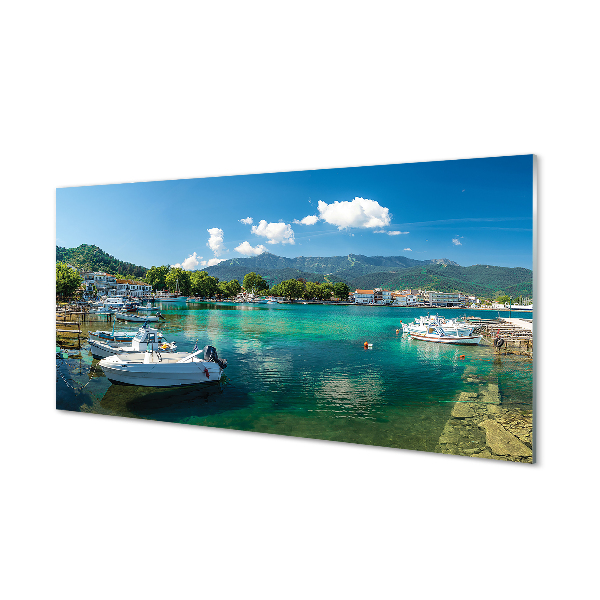 Quadro acrilico Montagne del mare del porto della Grecia