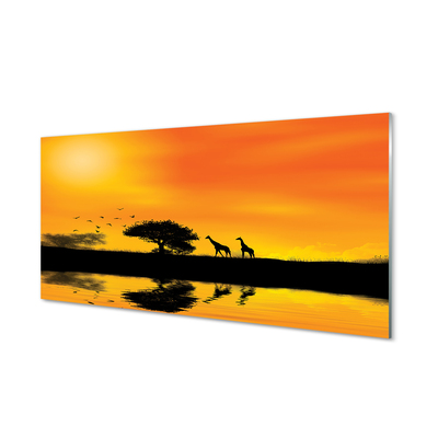 Quadro vetro acrilico Giraffe West Tree Lake